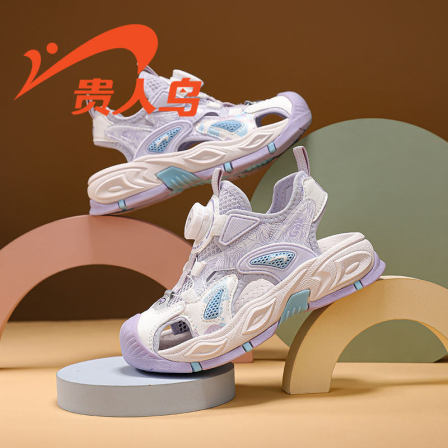 贵人鸟女童鞋夏季2026新款凉鞋旋钮扣女孩防滑耐磨夏款镂空运动鞋