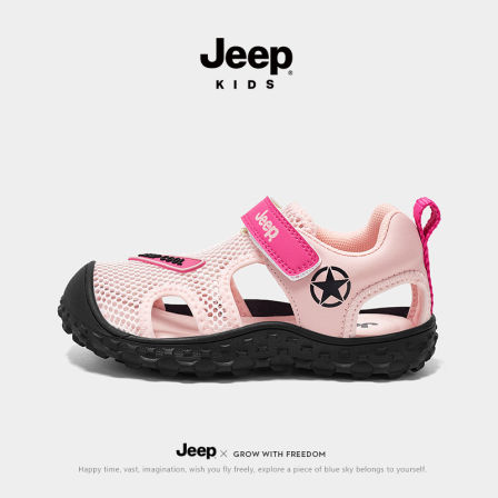jeep女童包头凉鞋网面溯溪鞋夏季2026新款魔术贴涉水防滑沙滩童鞋