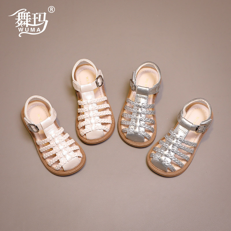 舞玛女童2026夏季新款包头凉鞋夏季新款儿童编织软底防滑公主鞋主图
