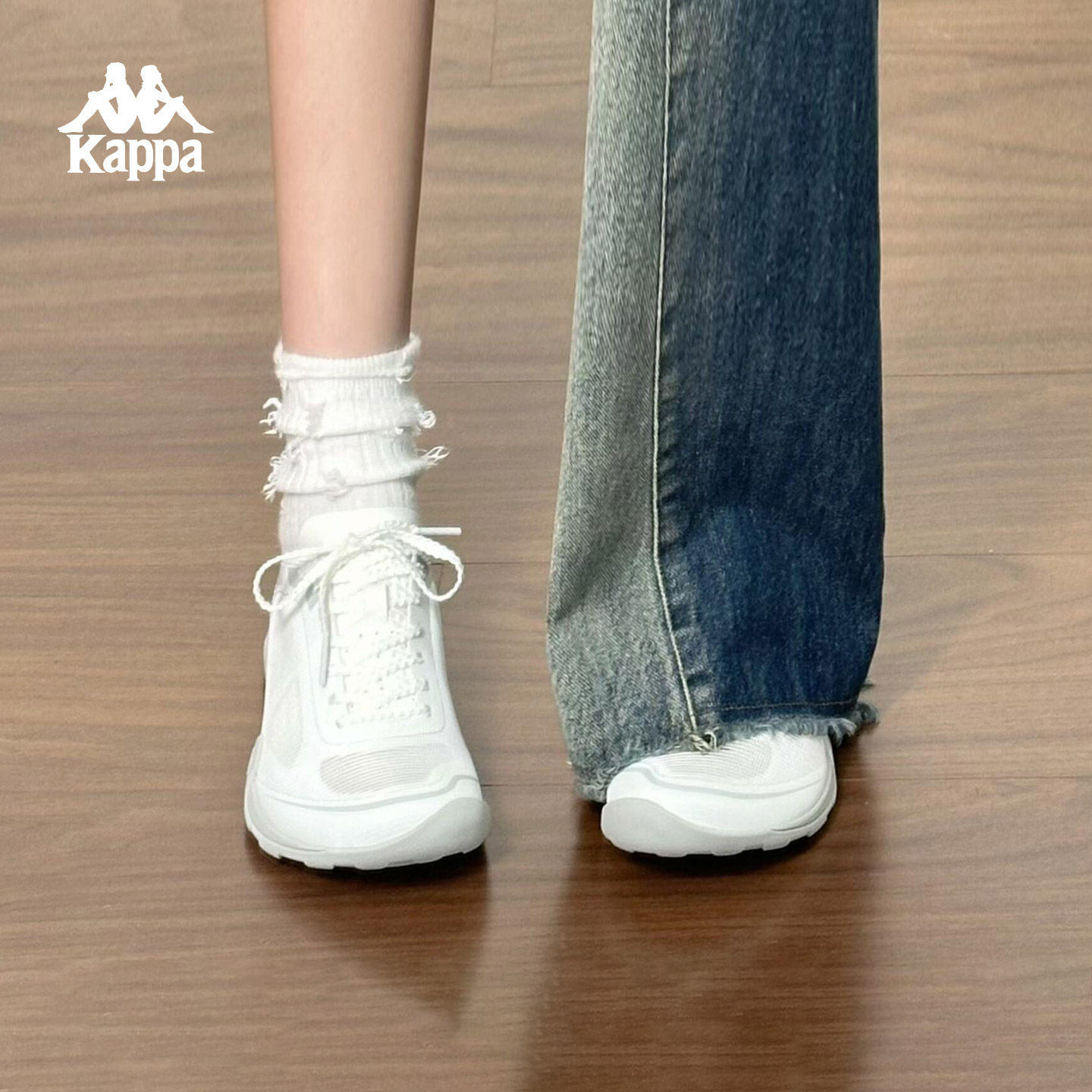 Kappa赤足鞋女运动鞋夏季女鞋2026新款网鞋女透气网面宽楦薄底鞋主图