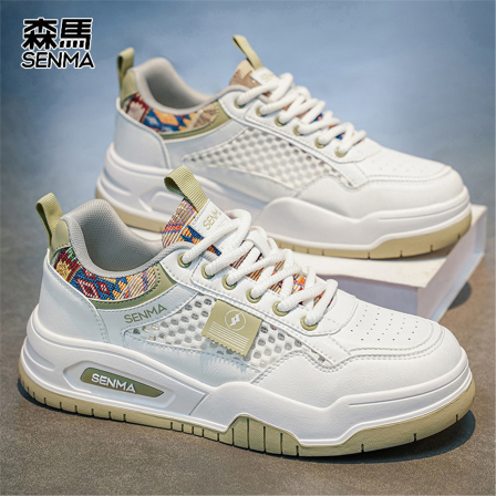 森马男鞋夏季网面镂空透气板鞋青少年网鞋初中学生超火运动小白鞋
