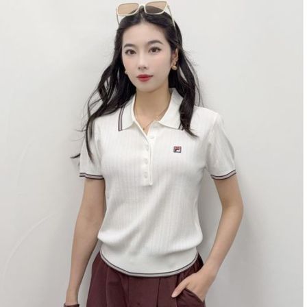 FILA/斐乐26年夏季女士新品显瘦透气时尚休闲针织短袖F11W638417F