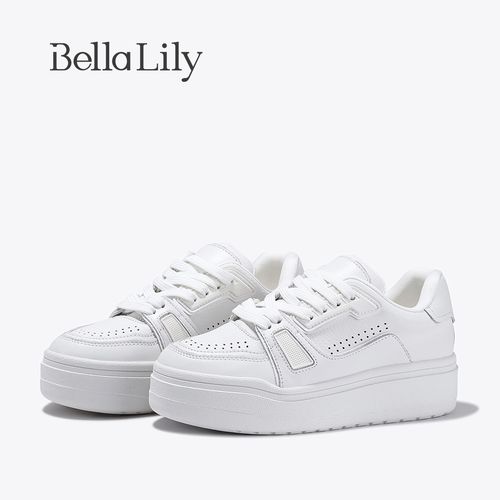 BellaLily2026夏季新款韩版简约厚底小白鞋女时尚增高运动休闲鞋主图