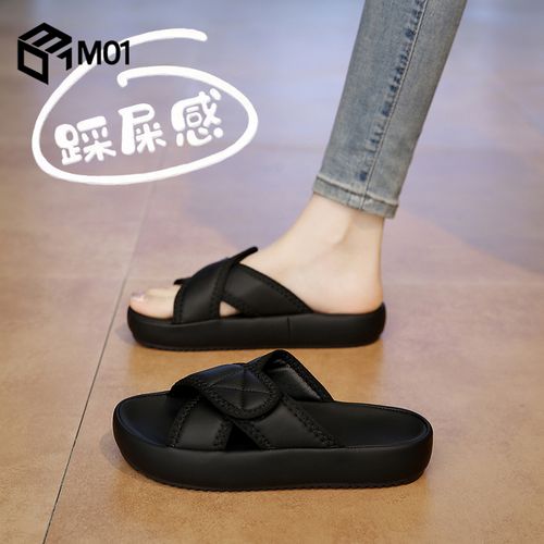 M01沙滩凉拖鞋女夏外穿新款时尚女士魔术贴拖鞋防滑舒适一字拖主图