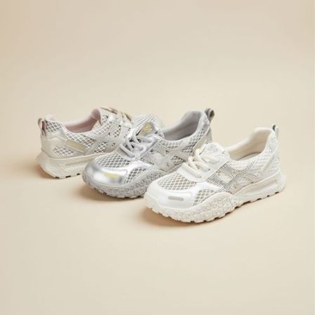 夏季新款时尚休闲女鞋舒适系带透气网面拼接冷粘工艺8537-12//HMT