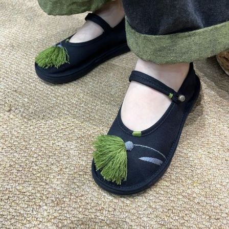 河豚家流苏千层底透气吸汗复古防滑养脚妈妈布鞋女鞋软底休闲平底