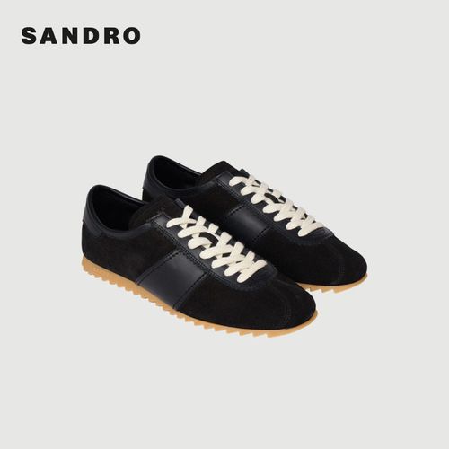 SANDRO2026夏季新款男士复古反绒皮拼接锯齿底德训鞋SHACH01365主图