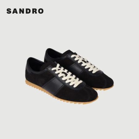 SANDRO2026夏季新款男士复古反绒皮拼接锯齿底德训鞋SHACH01365
