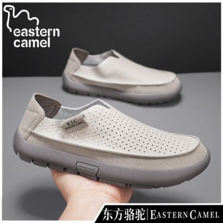 东方骆驼乐福鞋男鞋2026新款夏季透气鞋子真皮一脚蹬老北京豆豆鞋