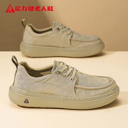 足力健老人鞋2026夏季新款老北京布鞋乐福休闲豆豆鞋百搭爸爸男鞋