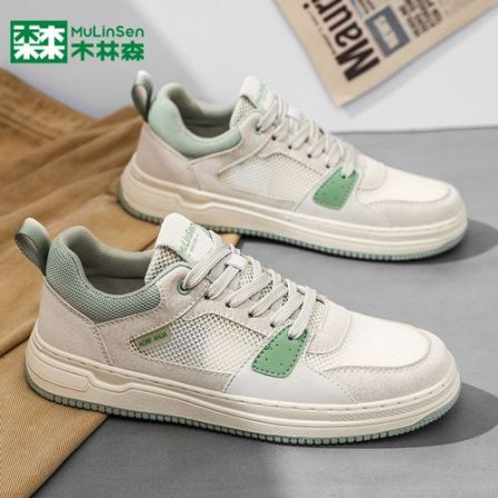 木林森26年新款男款夏季透气网面厚底百搭增高时尚休闲小白板鞋