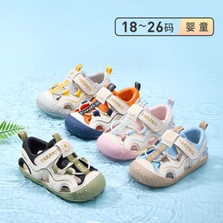 泰兰尼斯夏季新款学步鞋透气舒适男童女宝包头沙滩凉鞋T07T6B8895