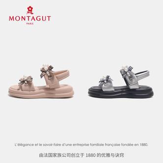 Montagut梦特娇女童凉鞋2026夏季儿童舒适软底防滑时装百搭公主鞋