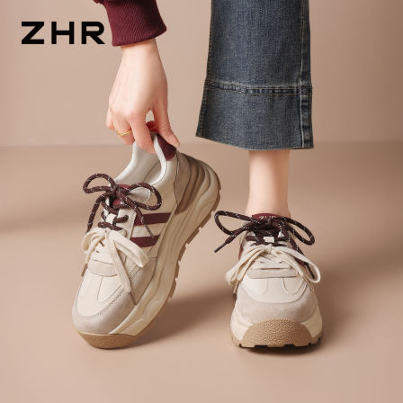 ZHR则则厚底阿甘鞋女2026夏季休闲运动鞋红色德训鞋复古老爹鞋