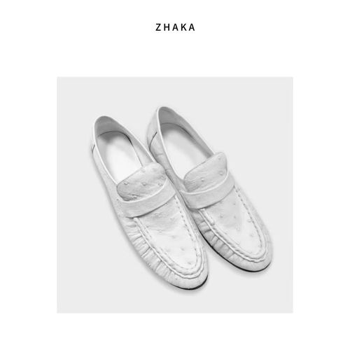ZHAKA/鸵鸟肌理浮雕乐福鞋zks1490主图