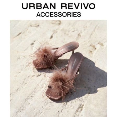 URBAN REVIVO2026夏季新款女士羽毛装饰高跟方头拖鞋UAWS60054