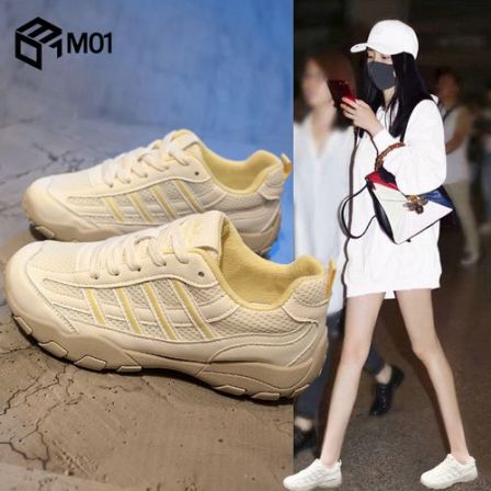 M01爆款网面阿甘鞋女款夏季新款透气复古圆头小白鞋百搭德训女鞋