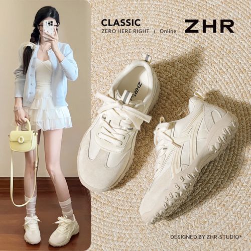 ZHR/则则真皮德训鞋女2026春夏新款百搭透气网面运动鞋软底休闲鞋主图