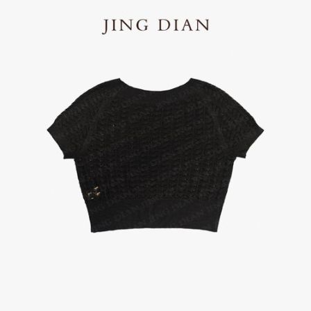 【JING DIAN】定制款黑白两色莱赛尔亚麻针织衫2716 夏季休闲时尚