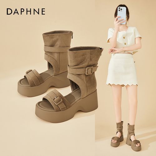 Daphne/达芙妮时尚厚底增高罗马高帮凉鞋女夏新款百搭外穿休闲鞋主图