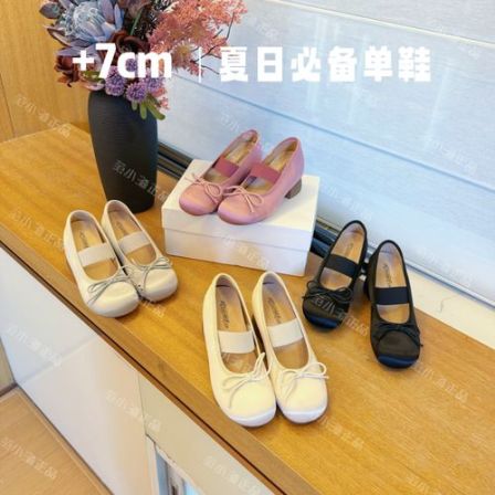 范小洛7cm小个子内增高复古波点缎面玛丽珍鞋女2026蝴蝶结单鞋