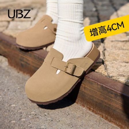 UBZ 防水厚底包头勃肯半拖鞋女外穿2026春新款一脚蹬懒人博肯拖鞋