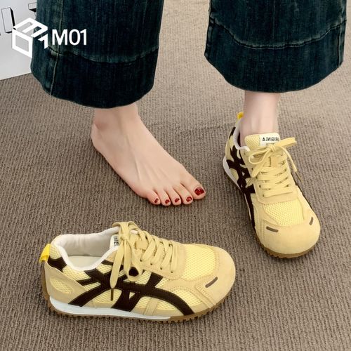 M01黄色复古德训鞋女鞋子新款夏季透气网面阿甘鞋休闲爆款运动鞋主图