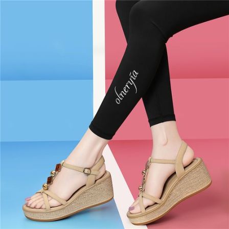 显脚小坡跟凉鞋女外穿2026新款夏季厚底增高配裙子波西米亚罗马鞋
