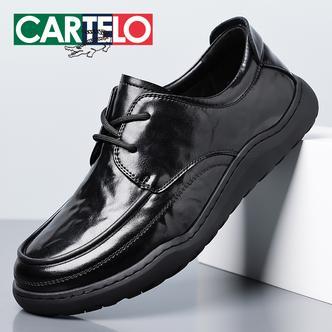 CARTELO/卡帝乐鳄鱼夏季镂空新款透气软底百搭男士休闲商务皮鞋