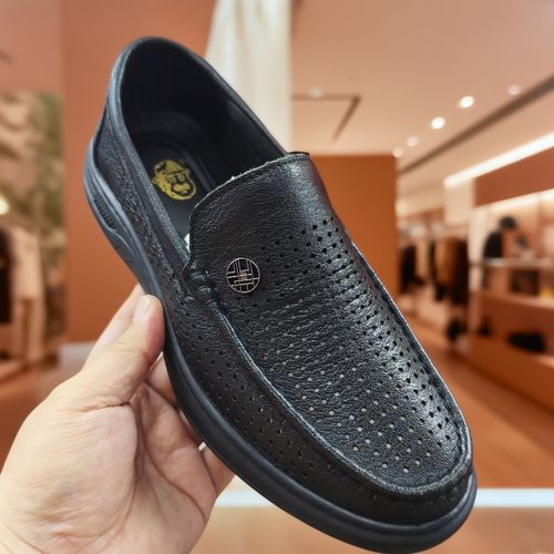 羊皮男士夏季透气百搭软底一脚蹬休闲皮鞋新款潮流男鞋主图