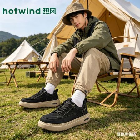 热风商场店款时尚休闲鞋2026年百搭舒适休闲日常通勤男H45M26112