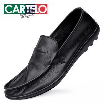 CARTELO/卡帝乐鳄鱼夏季新款透气软底百搭一脚蹬男士休闲豆豆鞋
