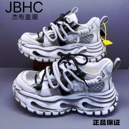 男鞋2026年夏季新款欧洲站轻便厚底增高网面透气运动休闲老爹鞋潮
