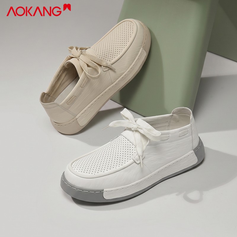 Aokang/奥康旗舰店正品男鞋夏季透气冲孔休闲鞋乐福鞋轻便开车鞋主图