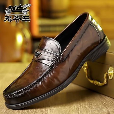 老爷车英伦高档手工皮鞋时尚男士休闲乐福鞋软底透气一脚蹬豆豆鞋