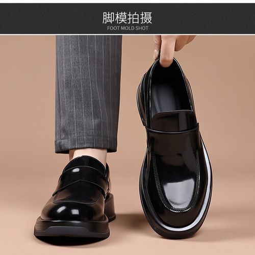 男士一脚蹬厚底透气商务休闲英伦风乐福皮鞋新款男鞋豆豆鞋主图