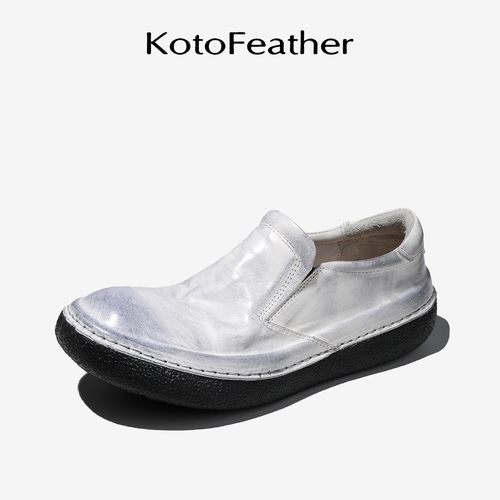 珡羽KotoFeather 水洗马皮一脚蹬休闲皮鞋夏季新款舒适透气乐福鞋主图