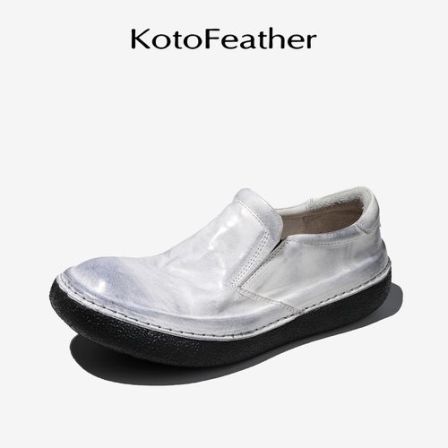 珡羽KotoFeather 水洗马皮一脚蹬休闲皮鞋夏季新款舒适透气乐福鞋