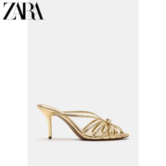 ZARA26夏季新款 女鞋 镀金属层蝴蝶结饰高跟凉鞋 2300810 091主图