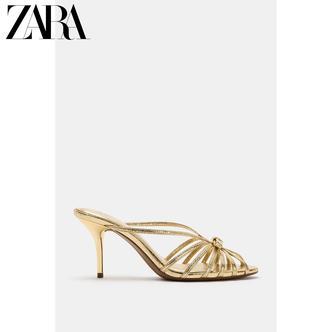 ZARA26夏季新款 女鞋 镀金属层蝴蝶结饰高跟凉鞋 2300810 091