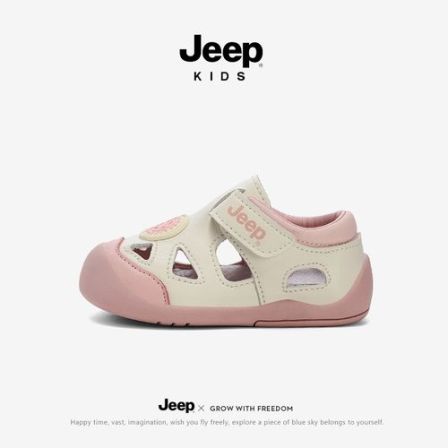 JEEP/吉普小童镂空凉鞋女童2026夏季透气户外防滑软底宝宝学步鞋