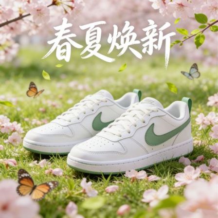 NIKE/耐克【春日青提】COURT新品26年女GS白绿闲运动板鞋DV5456130