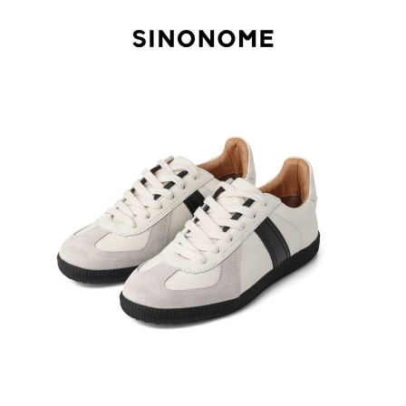 SINONOME 真皮头层牛皮反绒复古经典休闲日常运动通勤低帮德训鞋