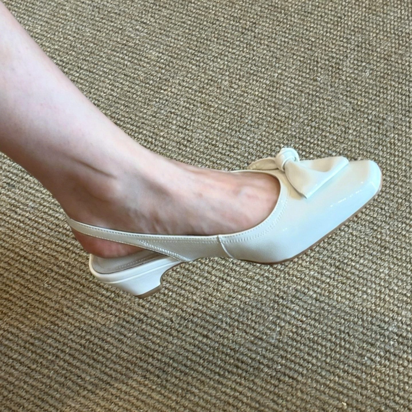 羊皮版~温柔甜美风蝴蝶结后空包头凉鞋女法式粗跟方头玛丽珍单鞋主图