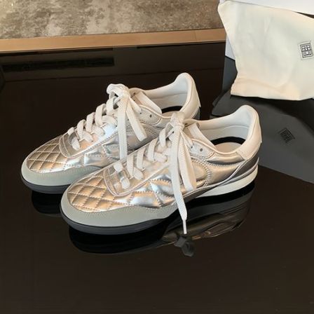 【闪闪Studio】轻奢小香风真皮菱格厚底休闲运动鞋女德训鞋