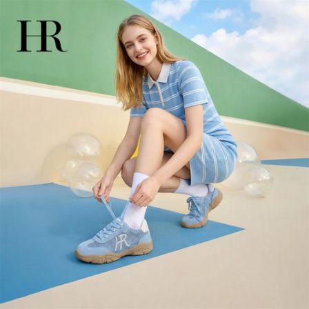 HR/赫莲娜新款时尚透气厚底百搭夏季小众低帮系带休闲德训女鞋