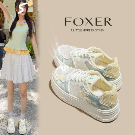 FOXER新款透气休闲健步防滑板鞋休闲板鞋百搭ins鞋子小白鞋