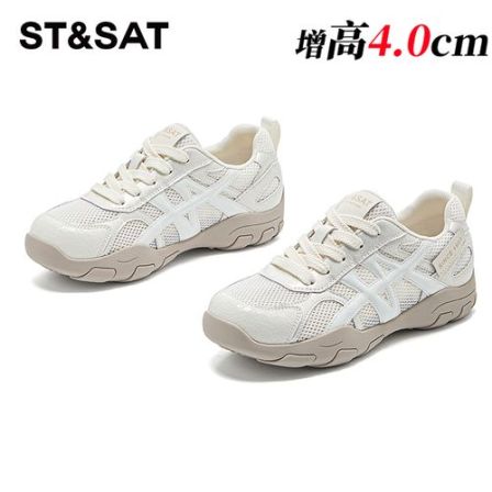 真皮透气网面德训鞋女鞋2026春季爆款小白鞋时尚百搭运动鞋