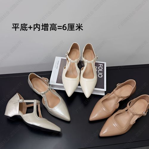 内增高6cm~猫跟尖头夏季新款凉鞋女外穿百搭气质软底平底增高单鞋主图