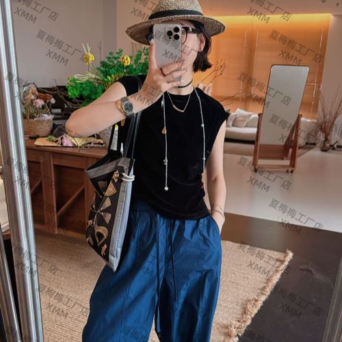 XMM.【真丝绒小飞袖】时尚百搭潮流洋气夏季无袖小香风休闲复古1268主图